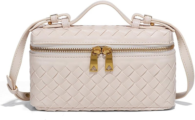 Eautyba Womens Woven Crossbody Handbag Fashion Leather Top Handle Bag - Image 1